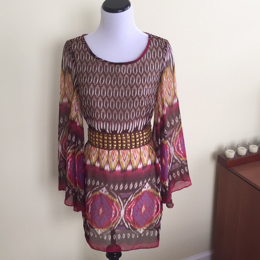 Pretty, colorful long sleeved bohemian dress